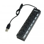 USB 2.0 HUB 7 Port  High Speed with 7x On/Off Switch - Black